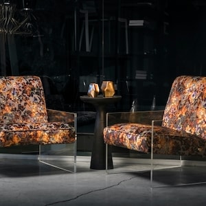 Modern Plexiglass Armchair: Velvet Lounge Chair