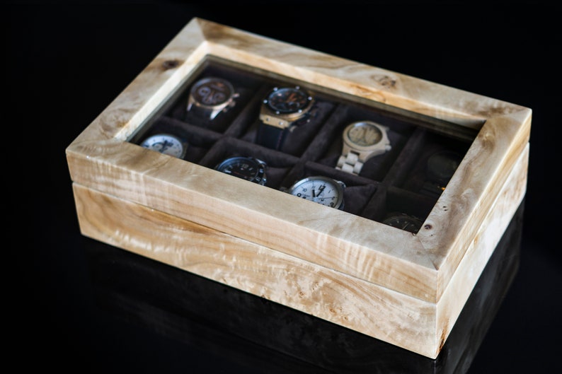 Mapa burl luxury watch organizer top view