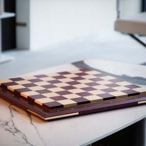 Purple Heart and Mapple wooden Chess board, Unique design modern chess board, Luxury birthday gift , Home gift, Gift for chess lovers