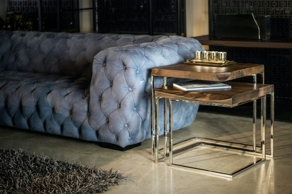 Metal Side End Accent Table Round Nesting End Table With Black Glass Top Set Of
