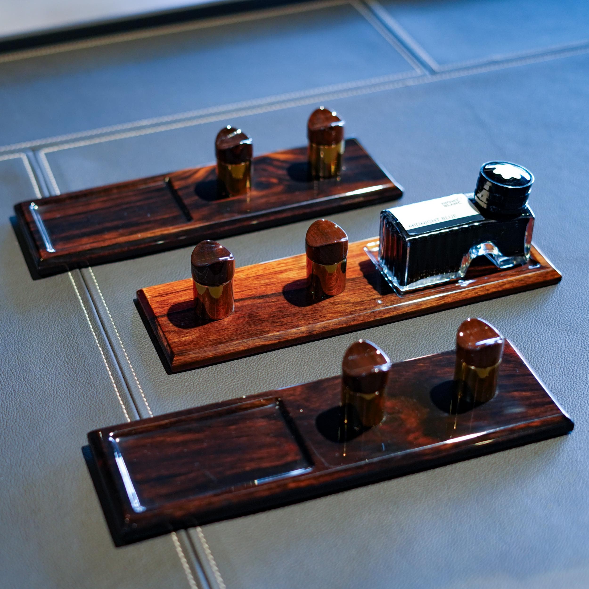 Handcrafted Ebony Wood Fountain Pen Holder: Desk Organizer Gift