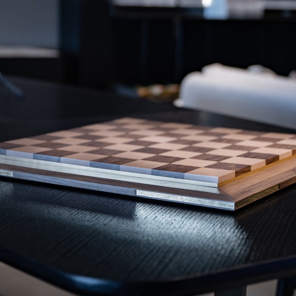 Walnut and Mapple wooden Chess Board, Unique Design Modern Chess Board, Luxury Birthday Gift , Home Gift, Groomsmen Gift, Wood Chess Board