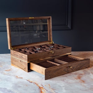 Mens Watch & Pen Organizer Box,  Watch Box for Men, Accessories Storage, 18 Watch and 18 Pen, Valentines day gift Ideas, Christmas gift idea