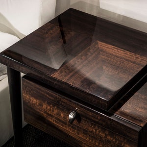 Eucalyptus bedside table with drawers, Bedroom furniture, Handmade bedside table, High gloss night stand, Home gift ideas, Fathers Day Gift
