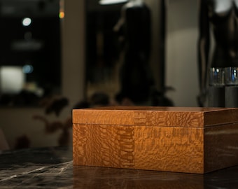 Handmade Walnut Cigar Humidor, Cedar Interior, 70 Robusto Capacity