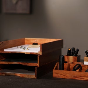 Rosewood Office Organizer set, Desk Organizer, New Office Gift, Office Accessory, Birthday gift, NewJob Gift For Office, Christmas gift idea