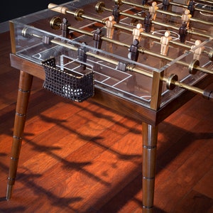 Walnut and Plexyglass Foosball Table, Wooden Transparent Handmade Luxury Foosball Table, Table Soccer for Luxury Home, Valentines day gift