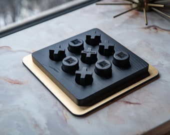 Handmade Wooden XOX Board Game: Solid Wood Tabletop Decor