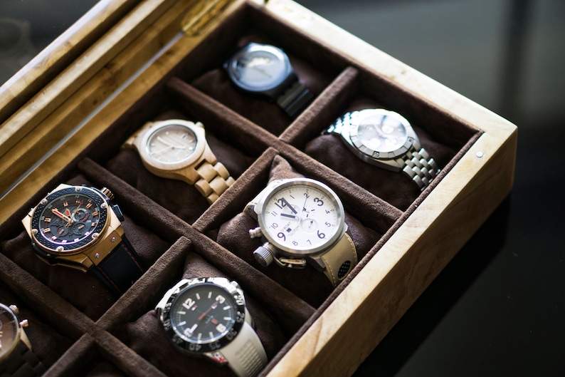 Handmade luxury mapa burl watch box for 8 watch