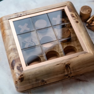 Handcrafted Wooden Tic Tac Toe Game, Elegant Boardgame, Tabletop Game set, Modern Game for decor, Housewarming Gift, Christmas Gift Idea