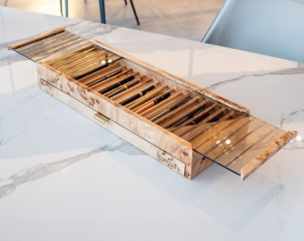 Mappa Burl Wood Fountain Pen Collector Case: Holds 40 Pens
