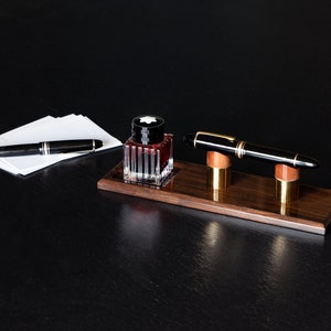 Walnut pen holder for desk, Fountain pen holder, Wooden pen rest, Pencil display, Desk organizer, Pen stand, Pen tray, Handmade gift ideas