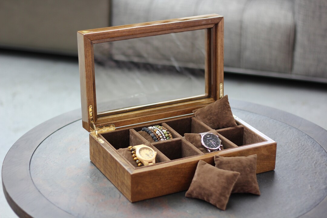 Watch Box Walnut, Watch Holder, Wooden Watch Case, Watch Storage