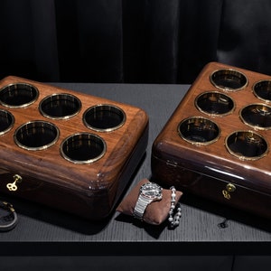 Walnut watch case for 6 and 9 watch set