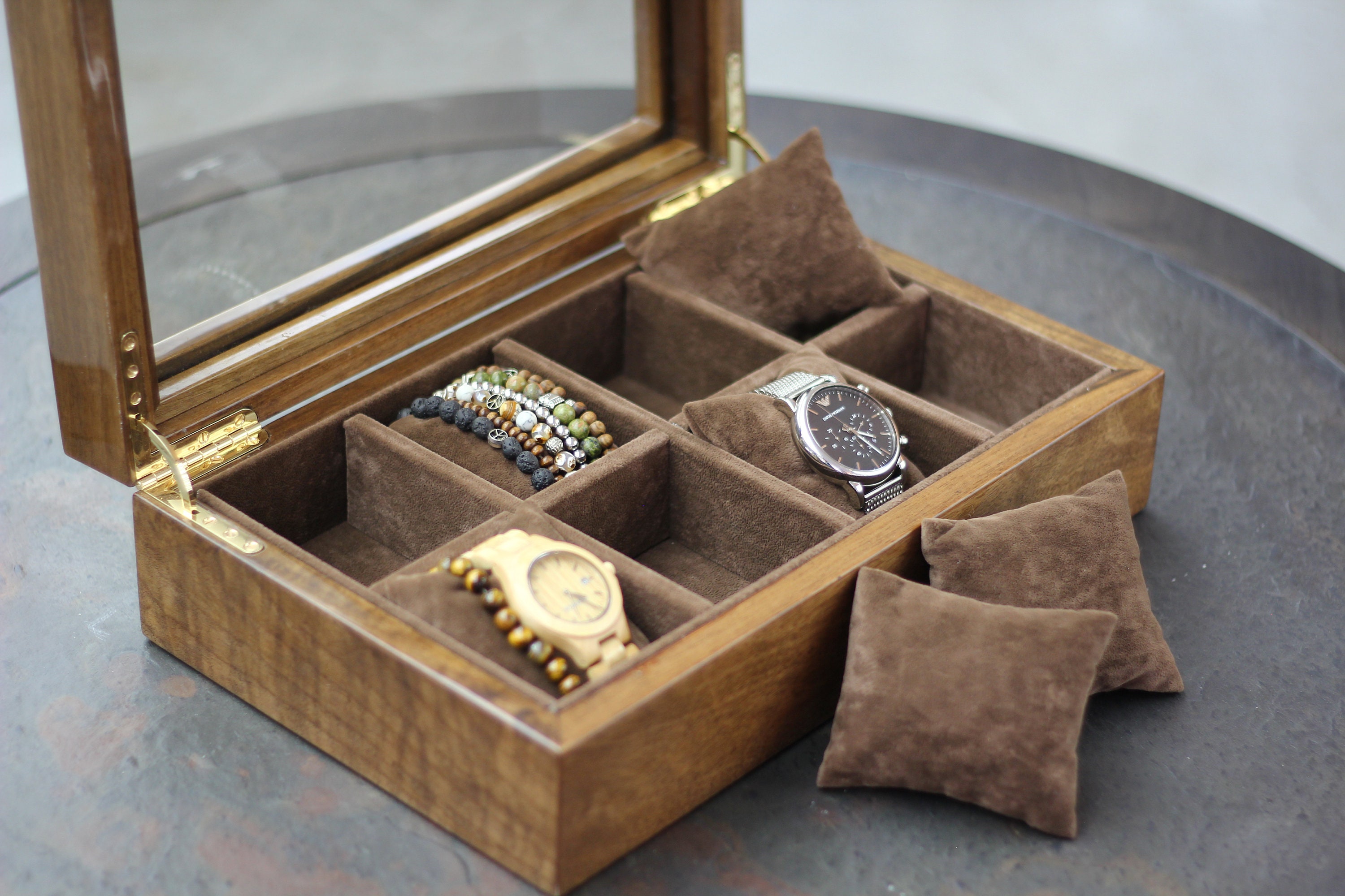 Watch Box Walnut Watch Holder Wooden Watch Case Watch Etsy