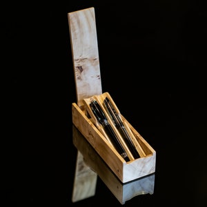Pen Holder for 2 Pen, Fountain Pen Display Box, 3 Different Wood Option, Functional Pen Case, Best Office Gift Idea, Christmas gift idea