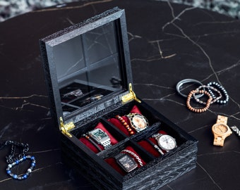 Black Oak Watch Organizer: Custom Jewelry Storage Box