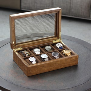 Walnut Wood Watch Box , Watch Holder, Wooden Watch Case, Watch Storage, Luxury Watch Organizer, Birthday gift, christmas gift idea