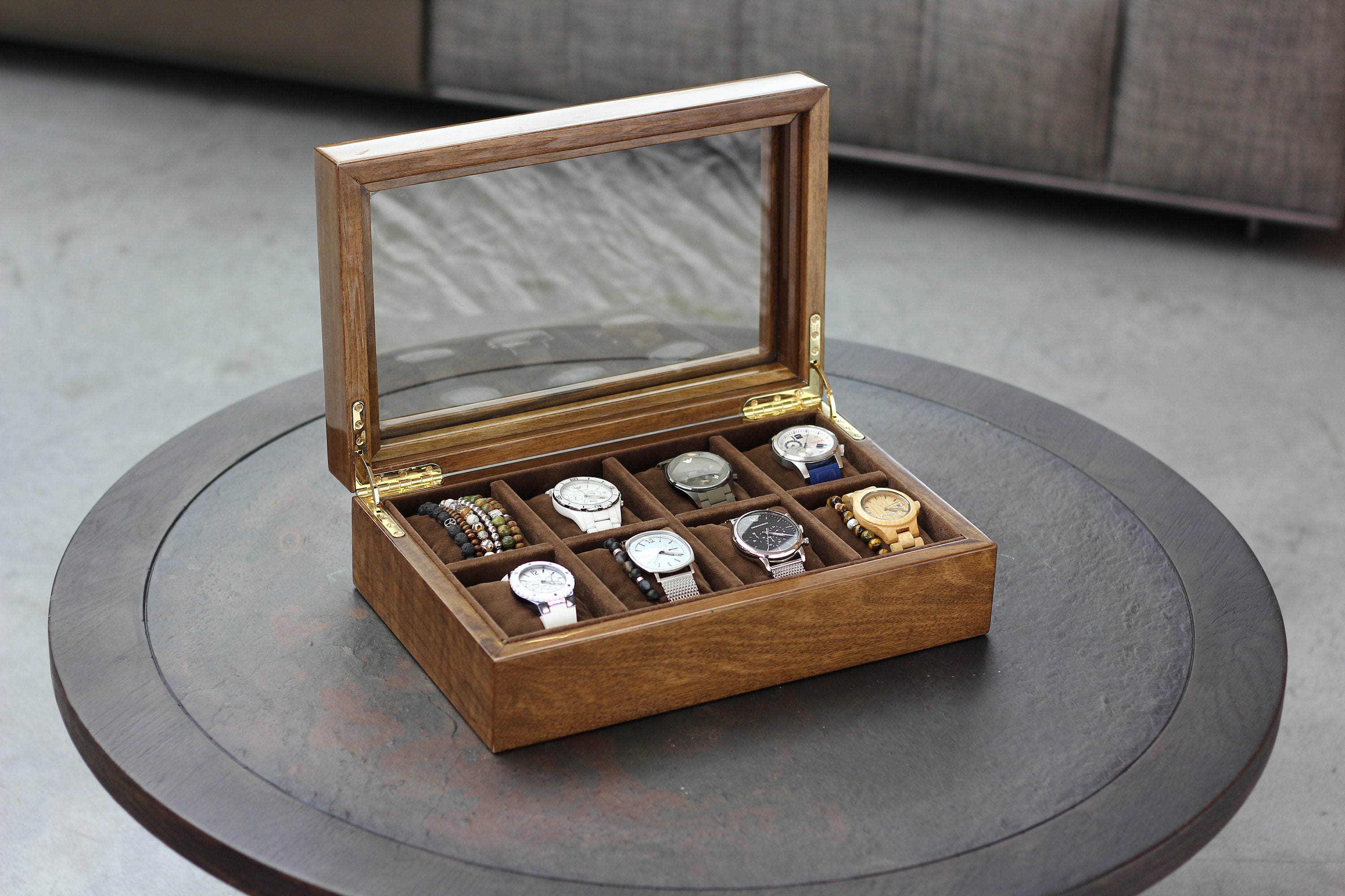 Watch Box Walnut Watch Holder Wooden Watch Case Watch Etsy