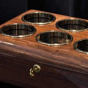 Lock detail of walnut watchbox