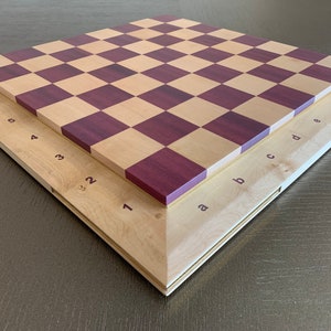Handmade wooden chess board with Purple Heart and Mapple, Unique design gift, modern chess board, Luxury birthday gift, Home gift ideas