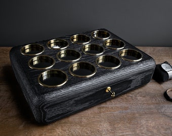 Black Oak Wooden Watch Box, Birthday Gift Watch Cabinet, Luxury Watch Case, Gift for men, Watch Storage, Wood Watch Box, christmas gift idea