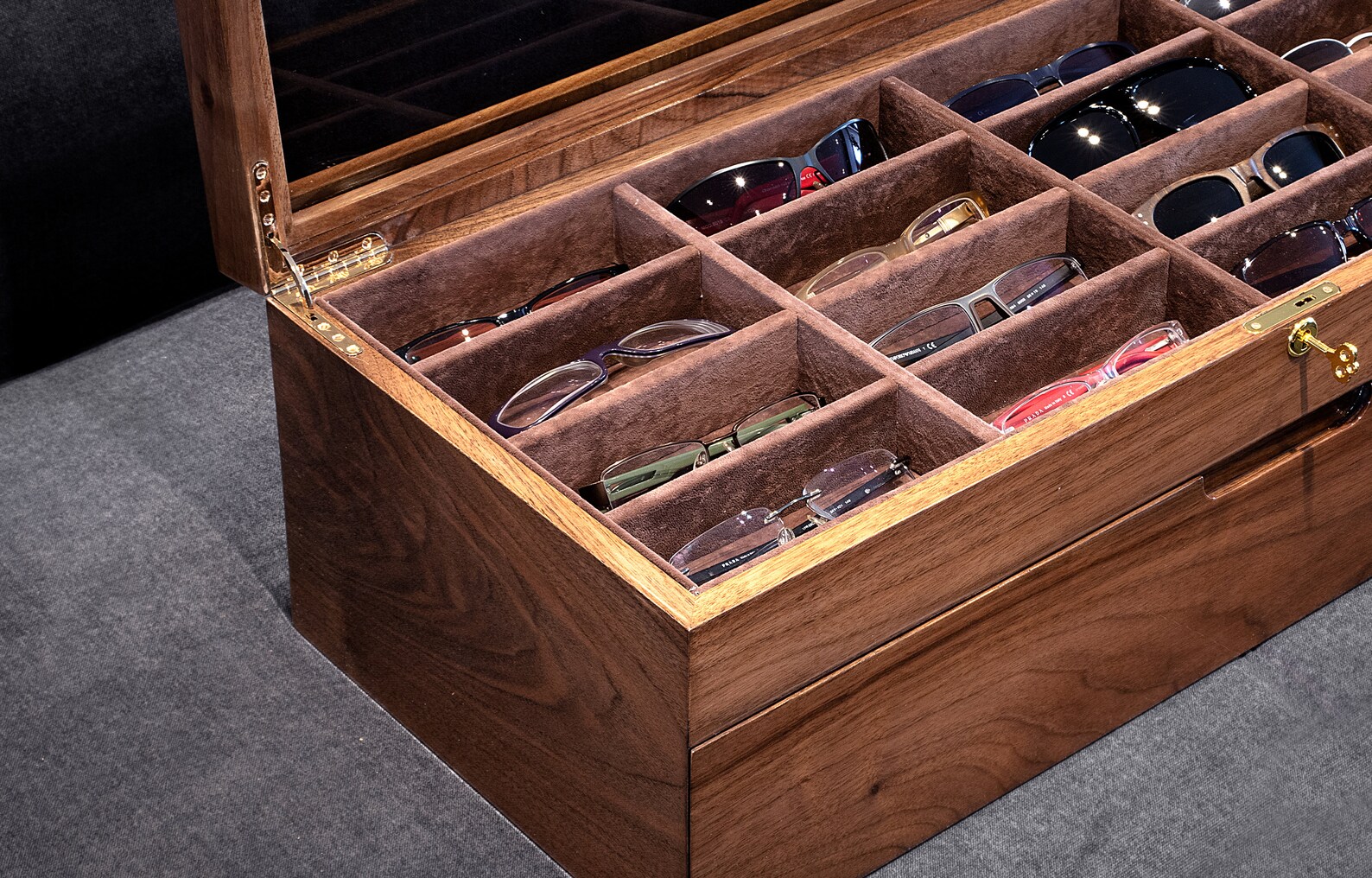 Walnut Eyeglasses box Handmade eyeglass display case Etsy