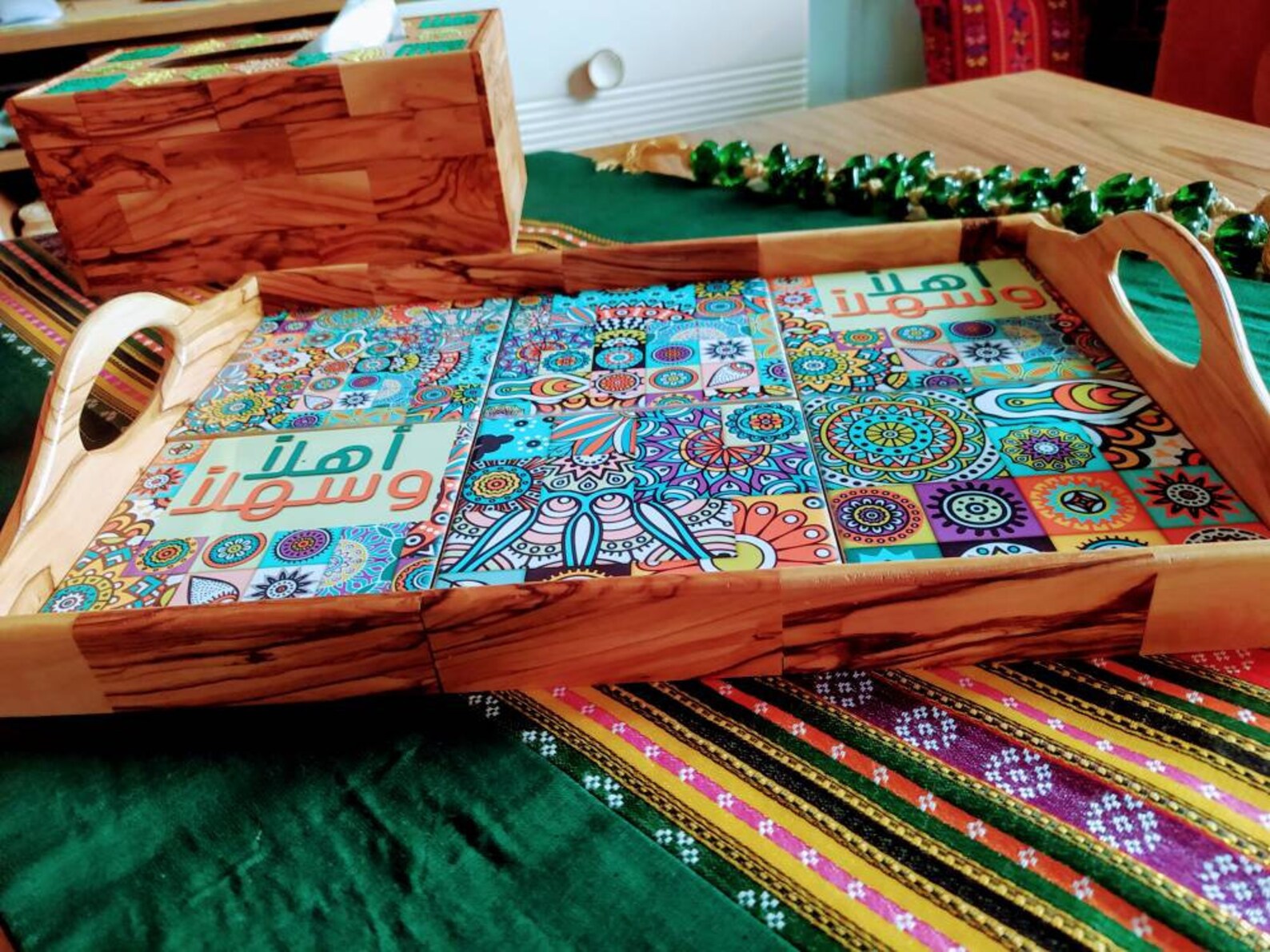 ARABIC WOOD TRAY Wood Serving Tray Calligraphy Tray Etsy