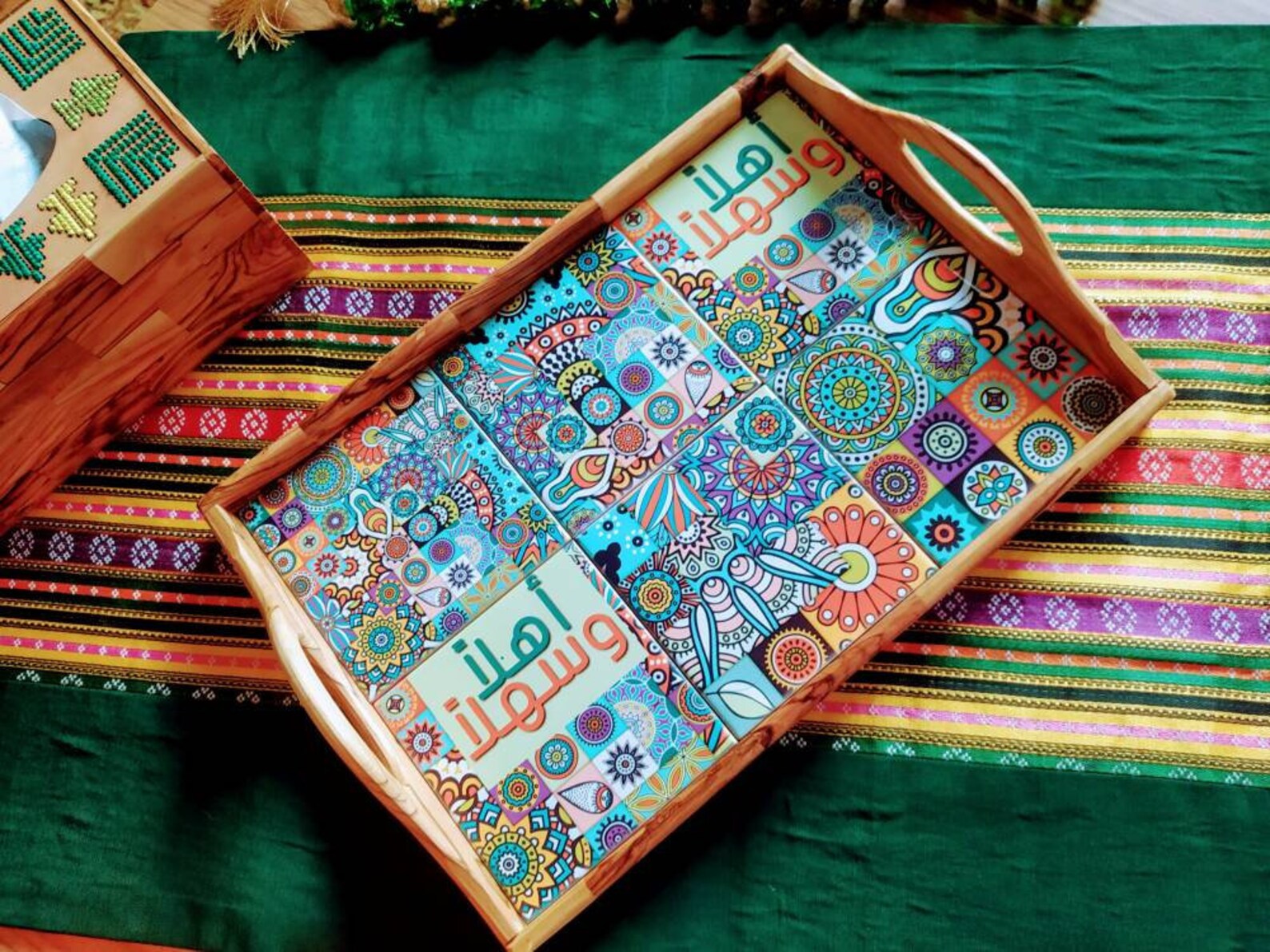 ARABIC WOOD TRAY Wood Serving Tray Calligraphy Tray Etsy
