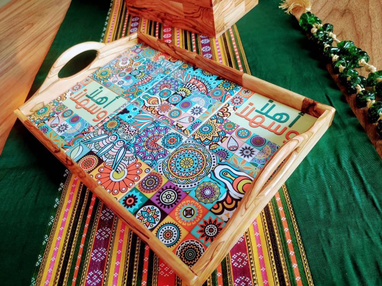 ARABIC WOOD TRAY Wood Serving Tray Calligraphy Tray Etsy