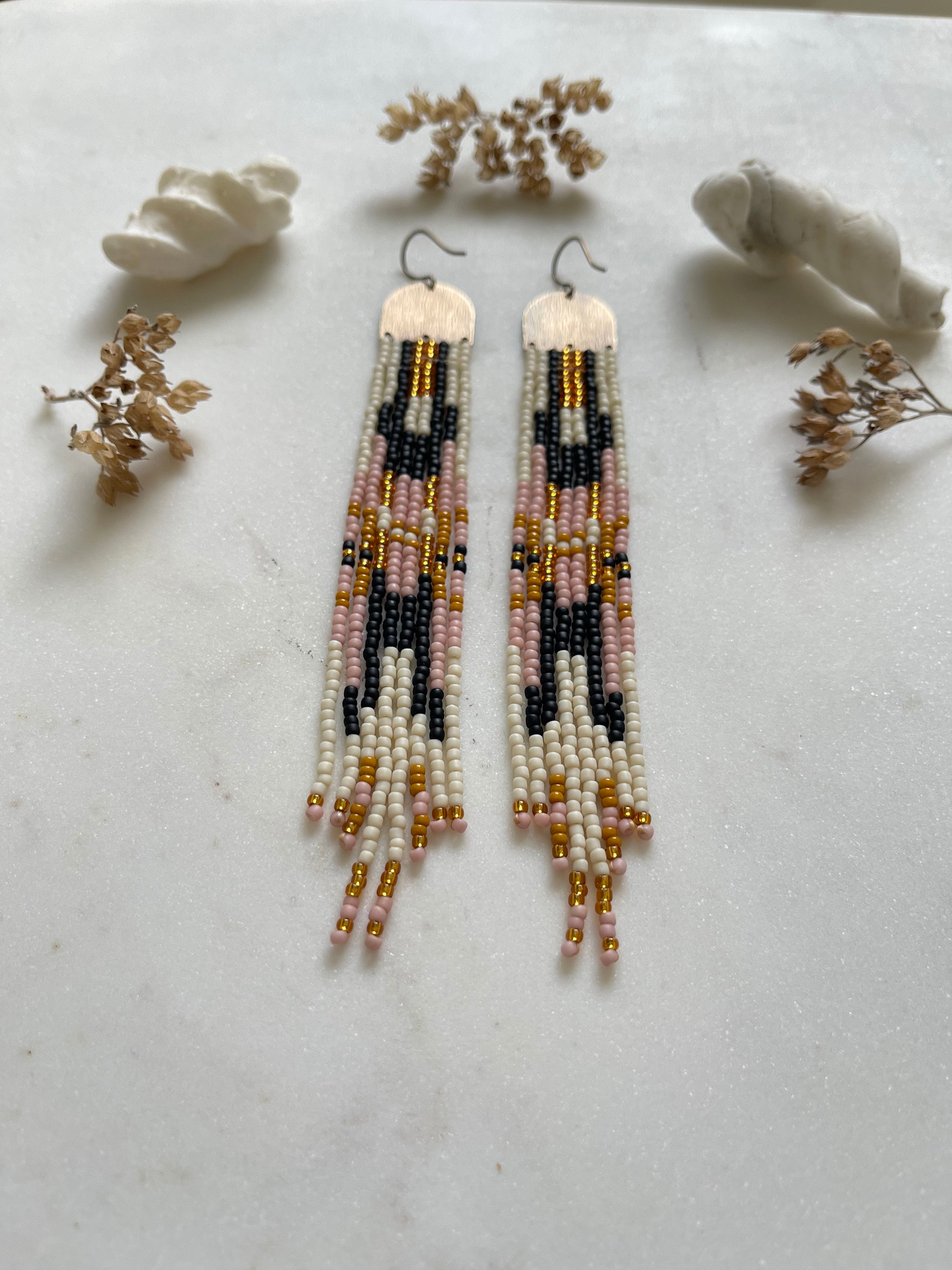 Beaded Fringe Earrings • Seed Bead • Boho Earrings • Hippie Chic ...