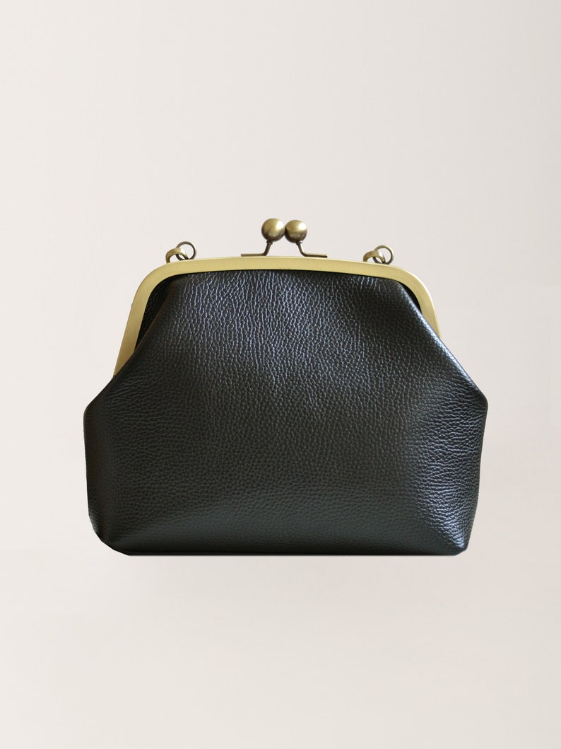 leather kiss lock handbag