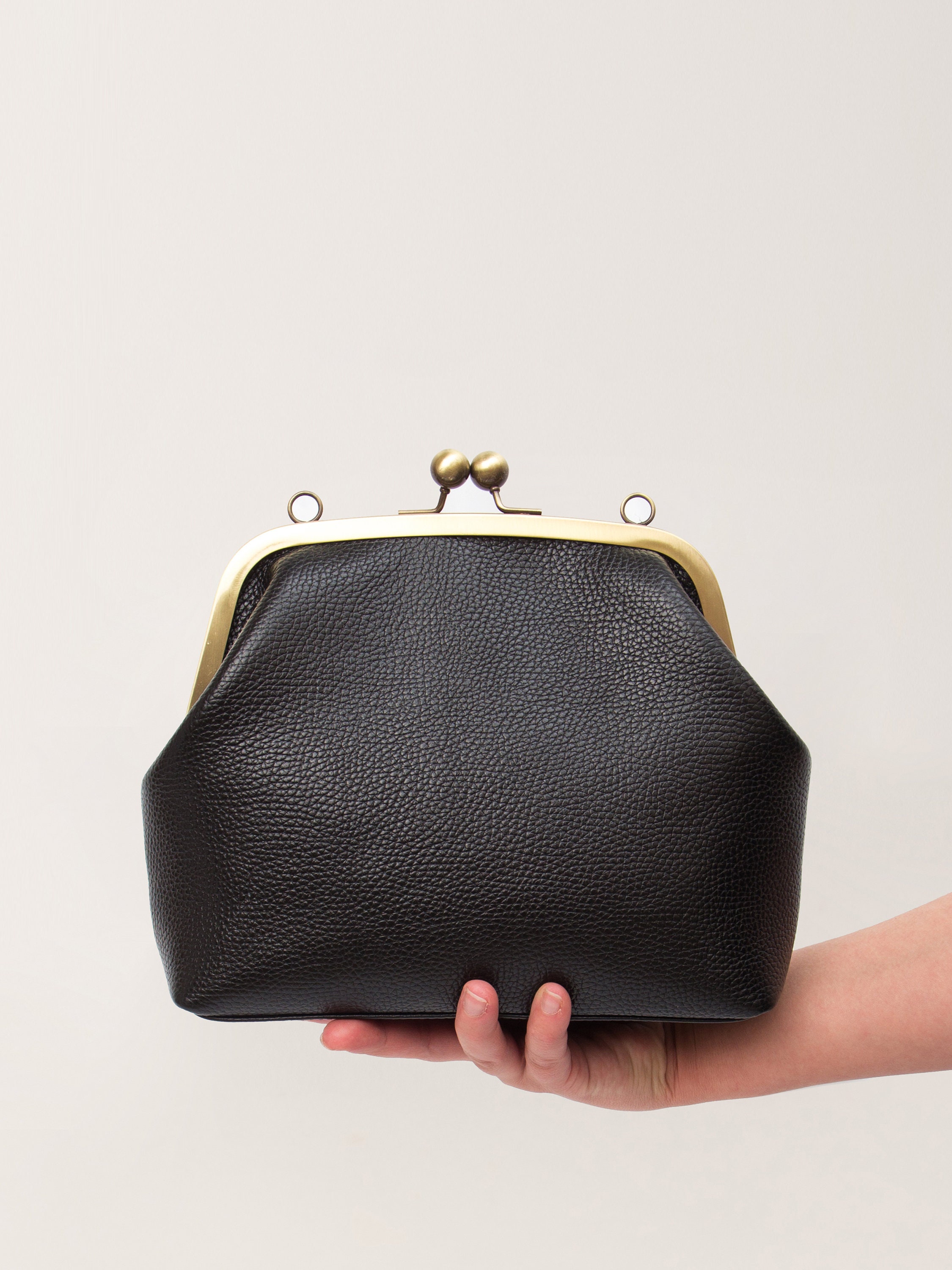 Leather kiss lock Handbag Vintage leather bag leather Etsy