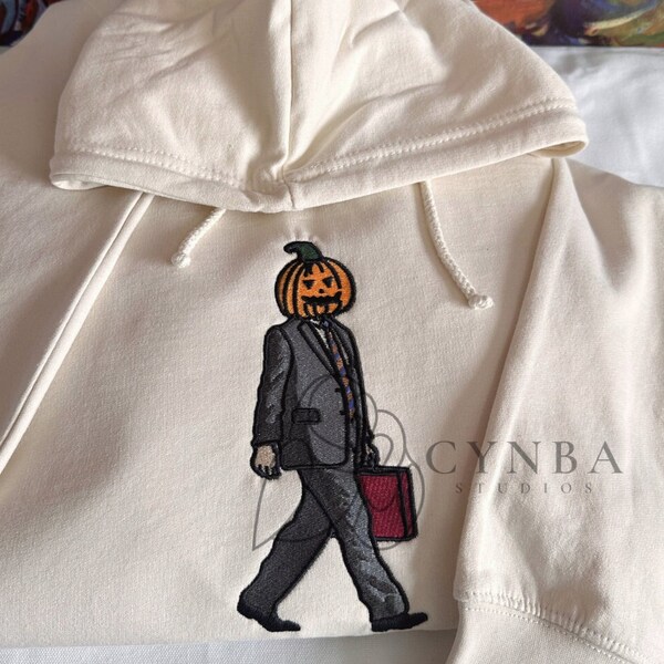 Pumpkin Head Inspired Hoodie| Office Inspired Hoodie| tv show Inspired| Office| Embroidered Fall Hoodie