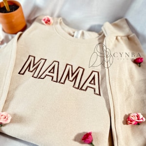 Mama Sweatshirt| Custom Mama Embroidered Sweatshirt| Gifts For Mom| Varsity Letter Mama Sweatshirt|Mother&#39;s Day| Mom Crewneck