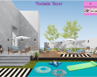 Exterior Poolside Decor|Patio Space|Exterior Design|Patio Furniture