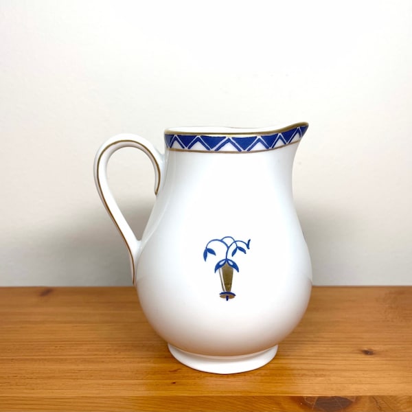 Swedish Vintage Creamer, Lidköping Pitcher with Blue and Gold Detail