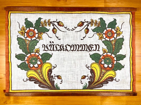 Vintage Swedish Välkommen Wall Tapestry, Swedish Wall Decor - Etsy