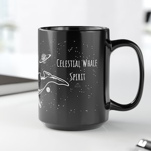 Celestial Whale Coffee Mug - Whale Mug - Black Mug, 15oz - Christmas Gift for Whale Lover