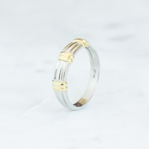 Vintage Platinum and 18kt Yellow Gold Band Ring, Size 9.75