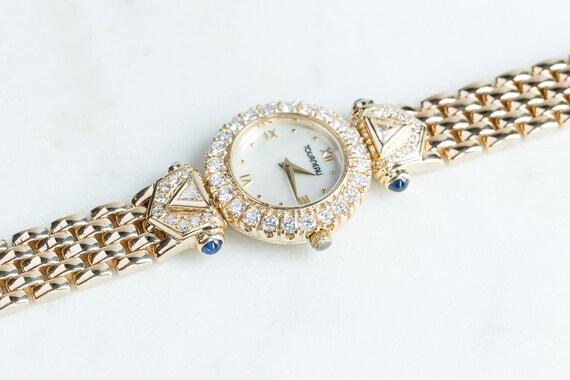 Vintage Ladies 14kt Yellow Gold Tourneau Diamond … - image 8