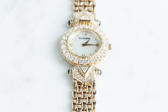 Vintage Ladies 14kt Yellow Gold Tourneau Diamond … - image 7