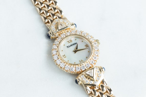 Vintage Ladies 14kt Yellow Gold Tourneau Diamond … - image 9