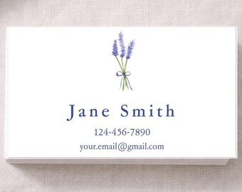 Personalized Lavender Business Cards, Watercolor Floral Contact Cards