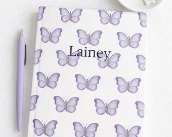 Personalized Watercolor Butterfly Hardcover Journal | Watercolor Notebook