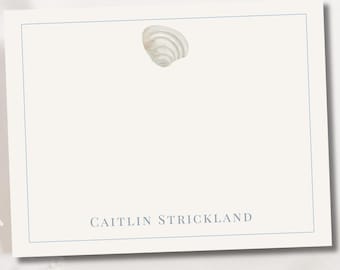 Personalized Watercolor Seashell Notecards, Pawleys Island Shell Stationery Set