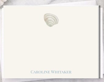 Personalized Seashell Stationery, Hand-Painted Coastal Notecards, Beach House Gift