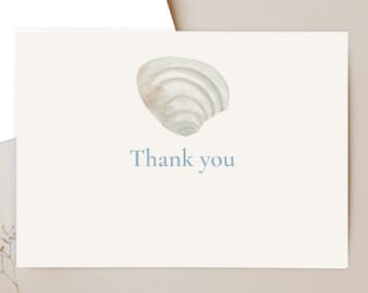 Watercolor Shell Thank You Cards | Coastal Stationery Set of 10