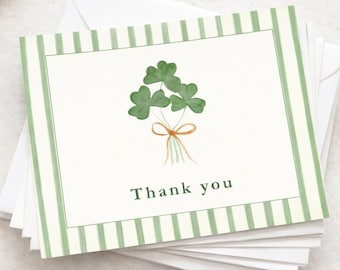 Watercolor Shamrock Thank You Cards, Irish Stationery Set, St Patricks Day Notes