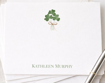 Personalized Watercolor Shamrock Notecards & Envelopes- Set of 10